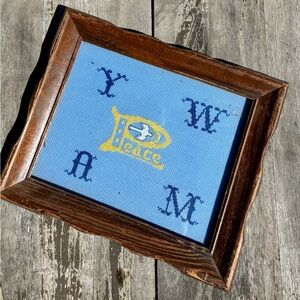 Vintage Framed Needlepoint Cross Stitch 1970s Youth With A Mission Art Work